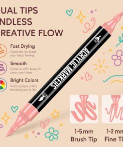 Alternative view of Pagather 72 Colors Acrylic Paint Markers. Dual Tip with Fine Tip and Brush Tip Pens for Stone. Wood. Calligraphy. Canvas. Ceramic. Metal. Glass. Rock Painting. DIY Crafts Art Supplies Kit